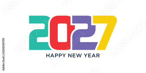 Happy new year 2027 design text vector illustration. New year celebration concept