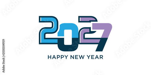 Happy new year 2027 design text vector illustration. New year celebration concept