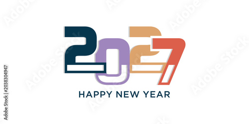 Happy new year 2027 design text vector illustration. New year celebration concept