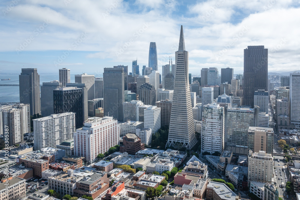 Fototapeta premium Aerial view of the skyline of San Francisco, California.