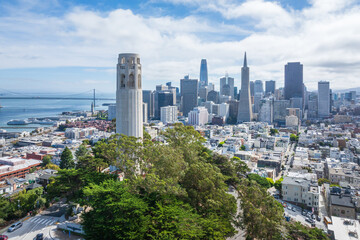 Aerial view of the skyline of Coitta, San Francisco, California.