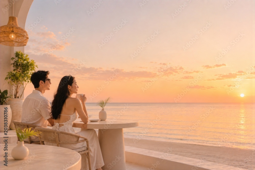 Obraz premium Luxury tropical summer moments by the infinity pool, beachside relaxation and wellness lifestyle.
