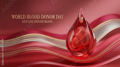 Blood Donation Day Concept with Glass Droplet and Text