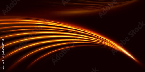 Obraz na plátně Abstract fiery lines form a dynamic, energetic swirl against a dark background, evoking a sense of speed and power