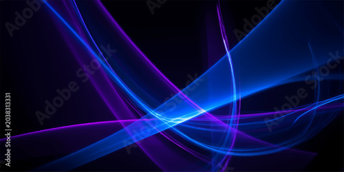Bilde på lerret Abstract background with swirling neon lights in electric blue and vibrant purple, creating a futuristic and dynamic visual effect, evoking a sense of motion and energy