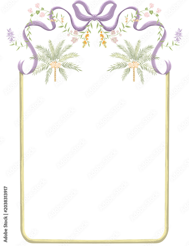 Obraz premium floral ribbon border and frame illustration
