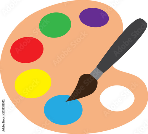 Paint brush and palette vector icon