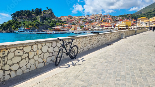 Photography parga bike houses sea summer tourist resort greece