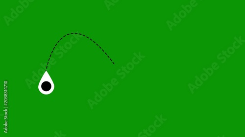 Travel route airplane animation, dotted flight path with moving aircraft and destination markers, tourism and vacation editing concept, green screen background alpha channel 4k video
