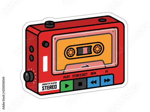 Vintage Retro Cassette Tape Music Player Icon