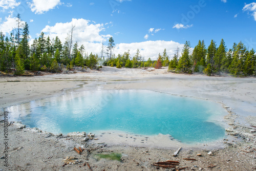 Natural scenery of Norris Geyser Basin in Yellowstone National Park, USA