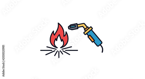 Bild auf Leinwand Welding torch with flame burning.