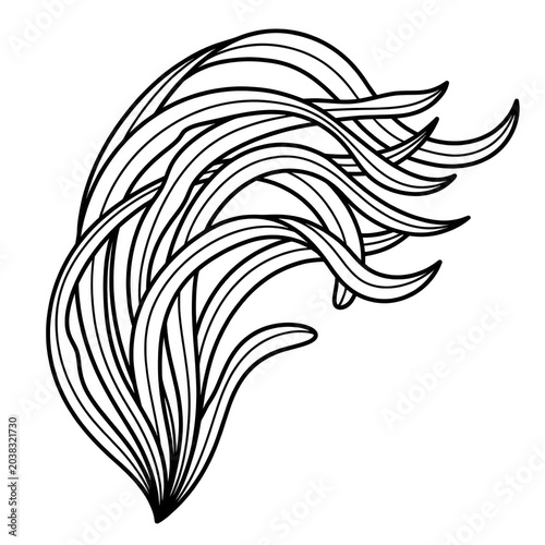 Seaweed Line Art Coloring Page Isolated on White Background