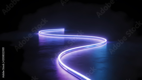 Blue and purple neon light in dark space