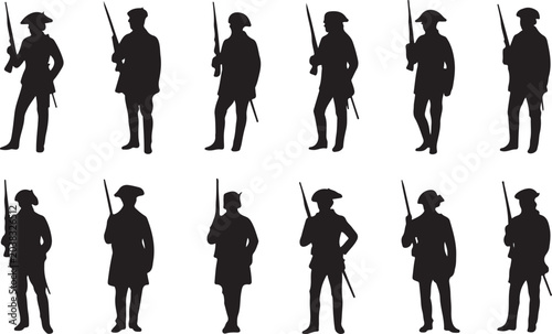 Billede på lærred Silhouette soldiers holding rifles in formation