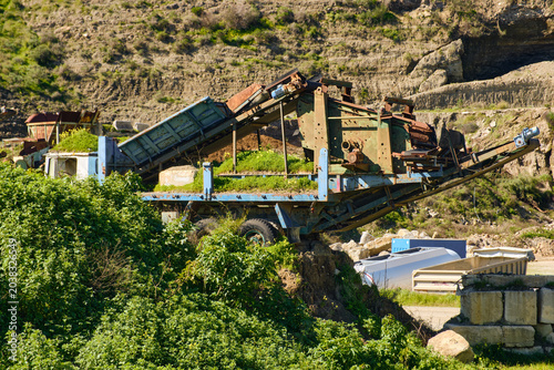 Obraz na plátně Abandoned Industrial Machinery Overgrown With Vegetation In Estepona Spain Decay