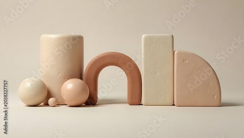 Minimal clay style abstract shapes background