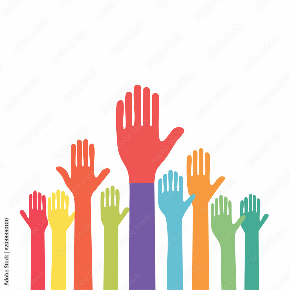 Fototapeta premium Diverse Hands Raised in Unity and Participation