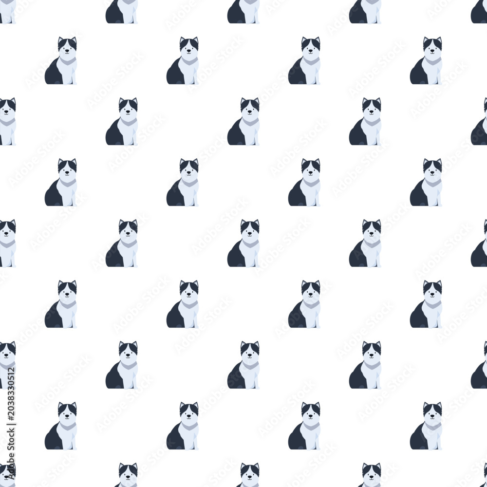 Fototapeta premium Husky dogs forming a seamless pattern on a white background