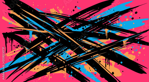 Obraz na plátně Dynamic and expressive grunge style abstract vector illustration with vibrant br