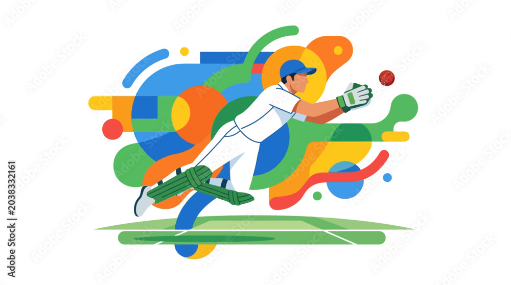 Fototapeta premium cricket Player in Motion Swinging cricket bat.