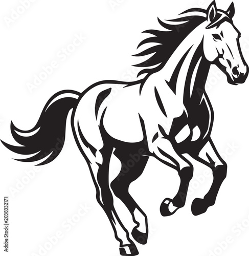 Majestic Horse Silhouette Vector Illustration Black and White