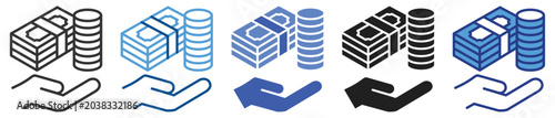 Foto Money icon set multiple style collection