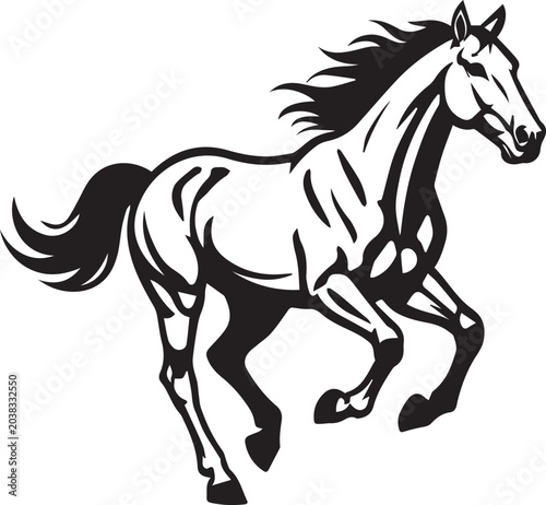 Majestic Horse Silhouette Vector Illustration Black and White