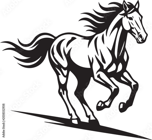 Majestic Horse Silhouette Vector Illustration Black and White
