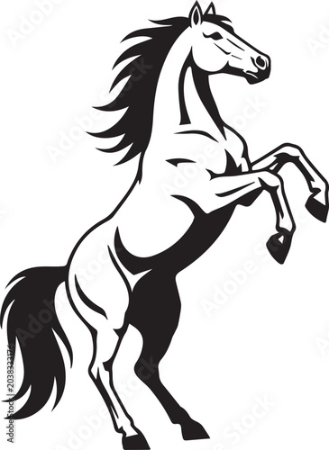 Majestic Horse Silhouette Vector Illustration Black and White