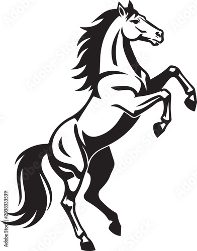 Majestic Horse Silhouette Vector Illustration Black and White