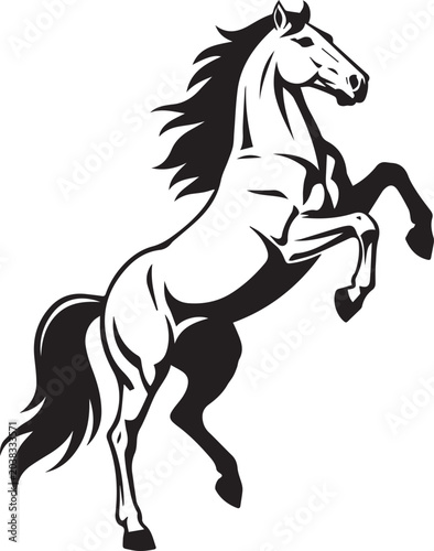 Majestic Horse Silhouette Vector Illustration Black and White