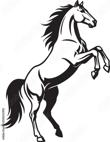 Majestic Horse Silhouette Vector Illustration Black and White