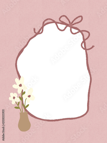 Aesthetic Ribbon Border with Flower Vase Frame Perfect for Wall Art Prints and Decorative Posters