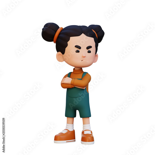 Photography 3D Child Girl pouting lips childish sulking and emotional reaction concept