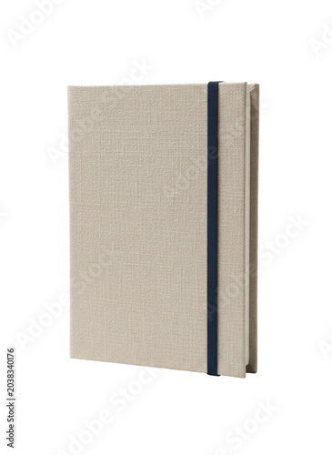 Minimal Beige Linen Notebook With Elastic Band, Hardcover Journal And Planner For Notes And Sketches