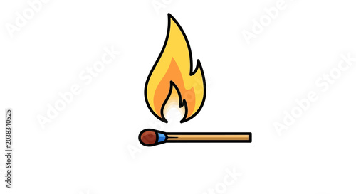 Photos Burning matchstick with yellow flame.