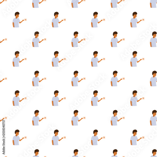 Slika na platnu Angry man pointing at a switch pattern, expressing frustration and annoyance