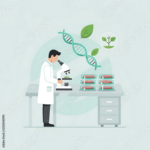 Plant-Based Meat Research Lab Vector Graphic