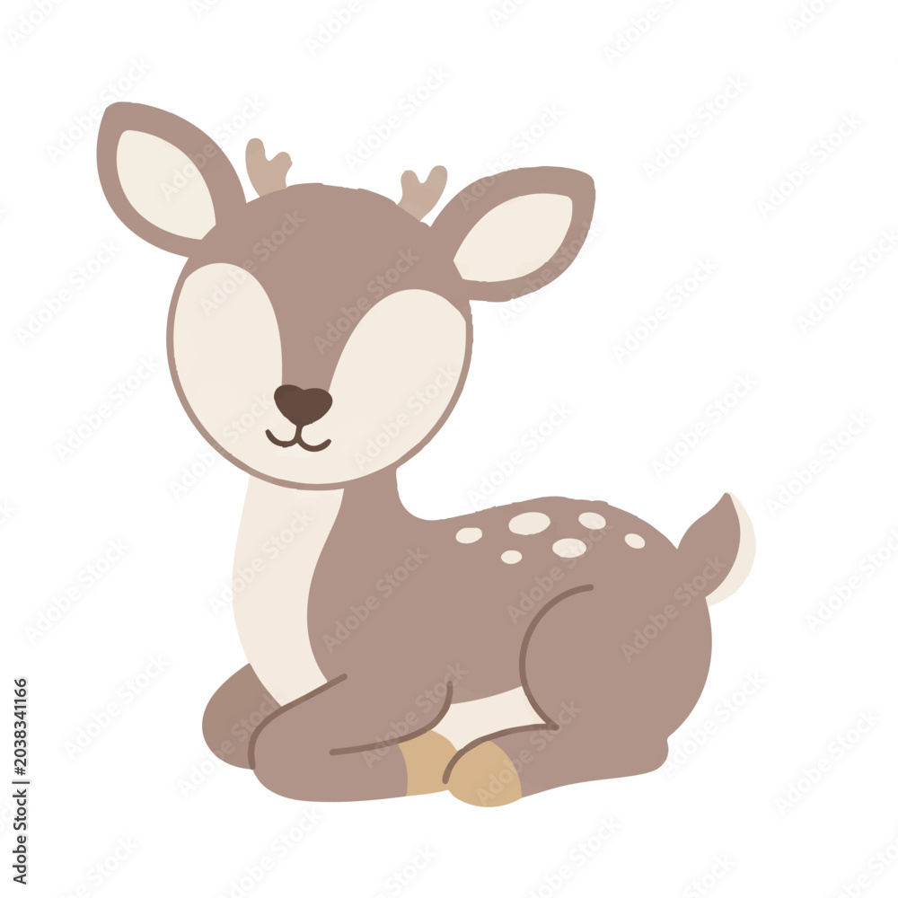 Obraz premium Cute Deer vector illustration character cartoon style isolated on white
