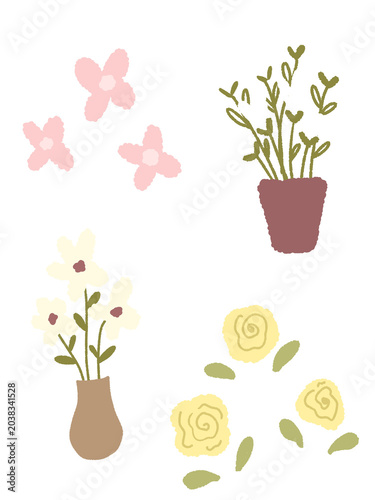 Cute Hand Drawn Flower and Plant Sticker Set Perfect for Digital Journaling and Scrapbooking