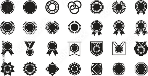 Black silhouette medal and award collection for recognition with achievement collection silhouette