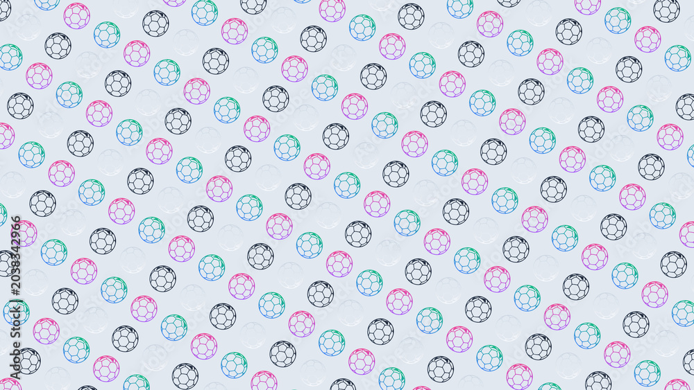 Abstract soccer ball seamless pattern on white background