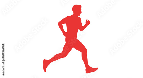 Schilderij op canvas Man Running in Red Silhouette Form.