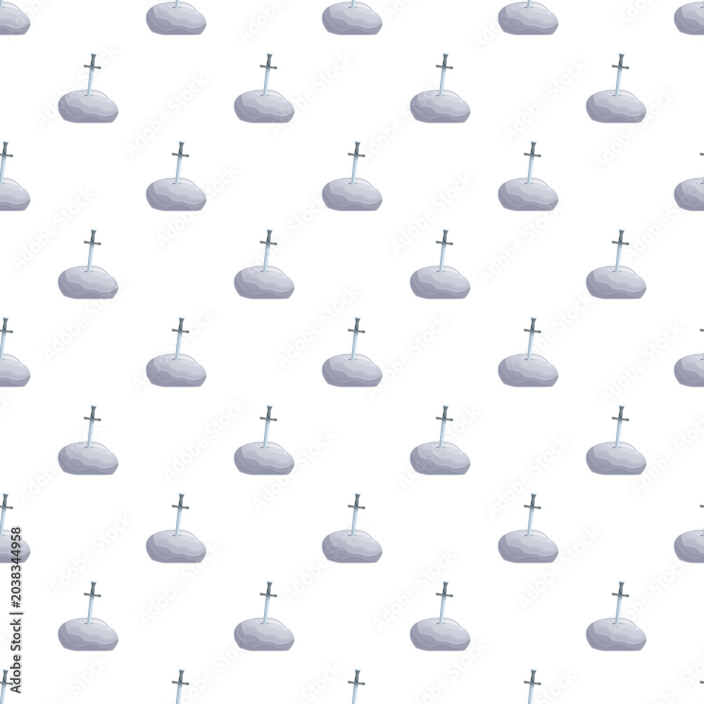 Obraz premium Swords embedded in small grey stones creating a seamless medieval fantasy pattern