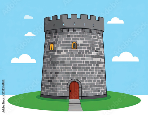Bild auf Leinwand A tall gray stone castle tower.