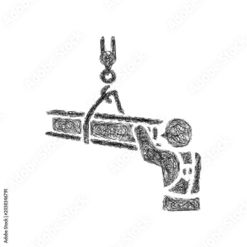 Bild auf Leinwand Monochrome sketch ironworker lifting beam icon design