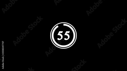 4K Circle countdown timer 60 seconds animation from 60 to 0 seconds, 60 Seconds countdown timer, Countdown timer, circle countdown animation. 1 minutes count with alpha channel