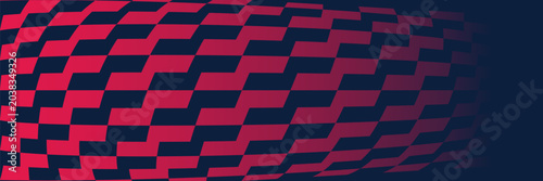 Fotografija Abstract 3D Distorted Pink and Navy Blue Checkered Geometric Pattern Banner Back