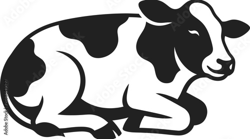Foto Resting Cow Minimalist Vector Illustration
